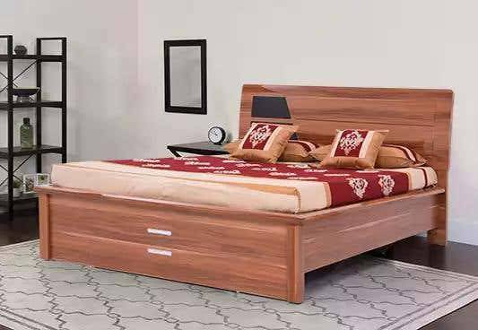 Royaloak Naples Italian Queen Size Designer Bed With Hydraulic Storage in High Gloss Finish