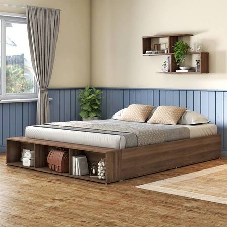 Toshi Platform Box & Drawer Storage Bed In Classic Walnut