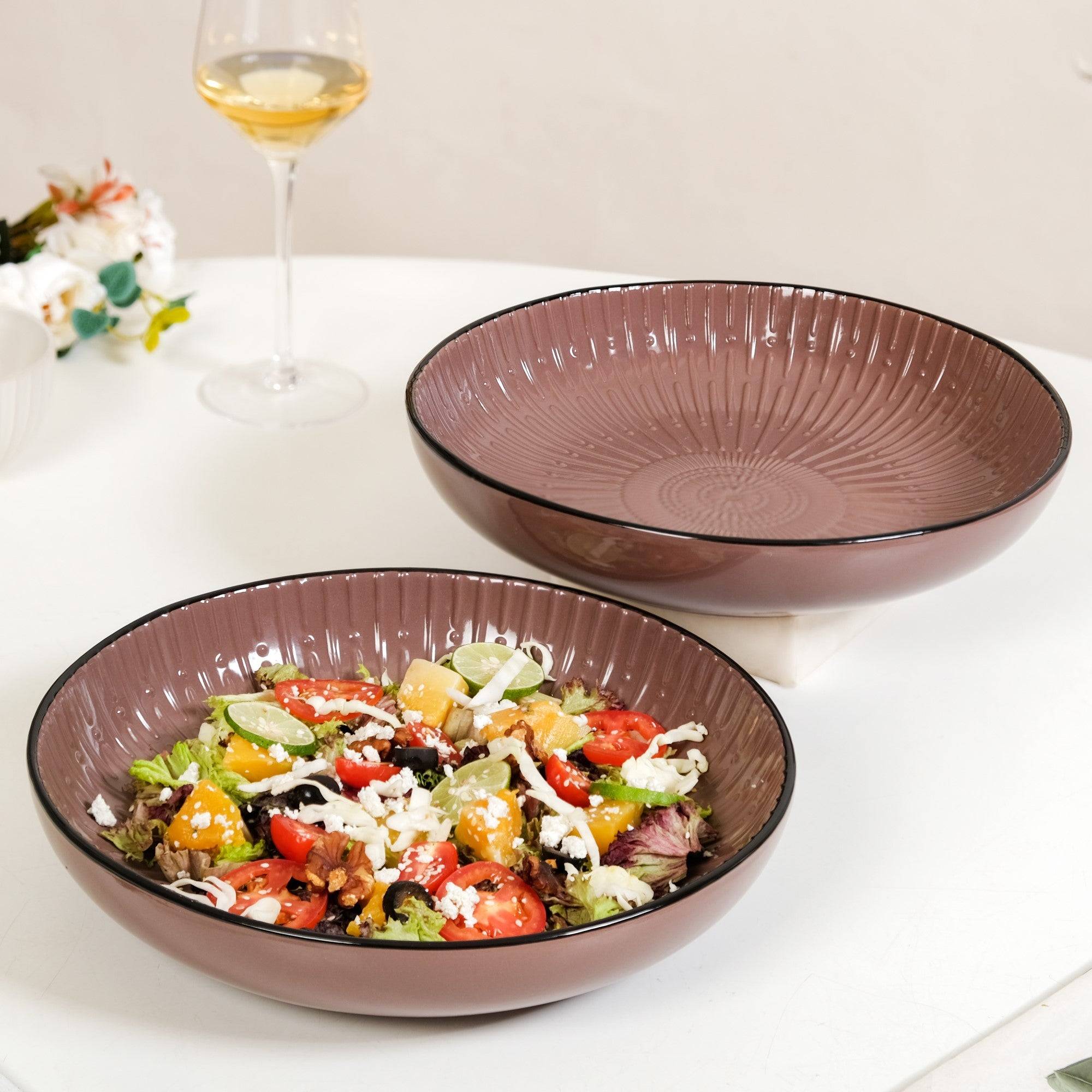 Large Salad Serving Bowl Set Of 2 Taupe 1800ml buy only at ₹3090