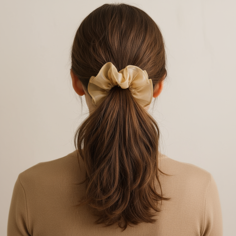 Ruffle Hair Scrunchies – Cute Hair Ties for Women & Girls | Stylish Ponytail & Bun Holder | Soft & Gentle Elastic Hair Bands (Random Color-Pack of 1) Buy @ ₹49