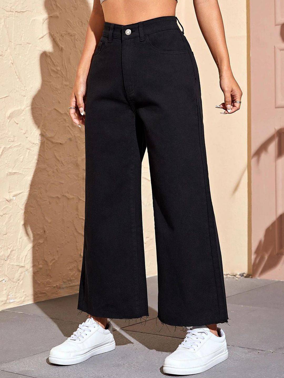 Kotty Women Jean Wide Leg High-Rise Clean Look Stretchable Jeans