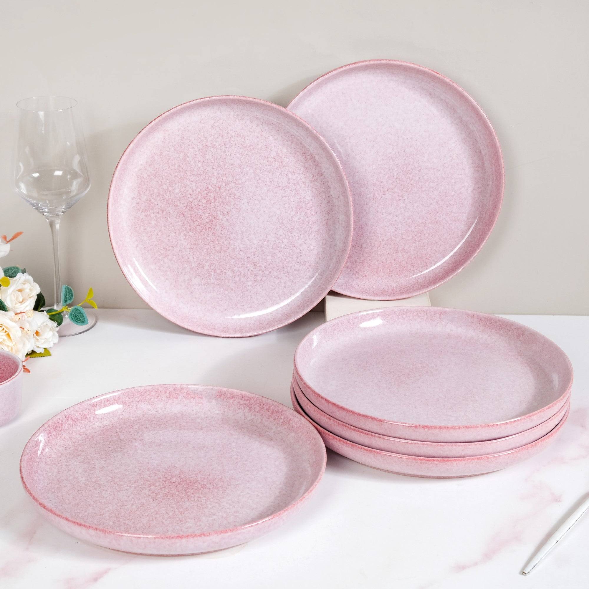Sera Large Ceramic Dinner Plate Set Of 6 Pink 10 Inch buy only at ₹3550