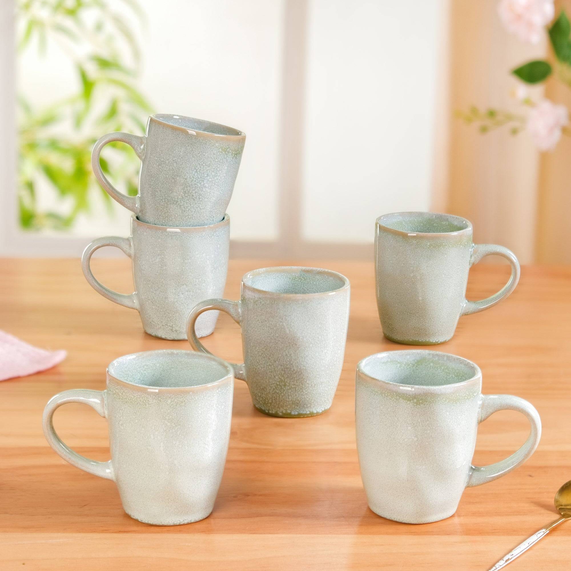 Set Of 6 Sera Light Green Ceramic Coffee Mug 250ml buy only at ₹1150