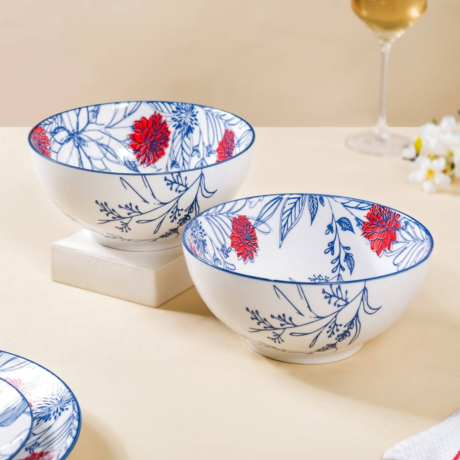 Ceramic Oriental Elegance Serving Bowl Set Of 2 1650ml