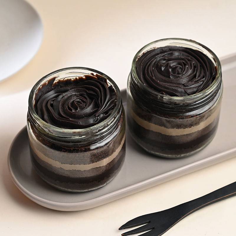 Set Of Two Chocolate Jar Cakes