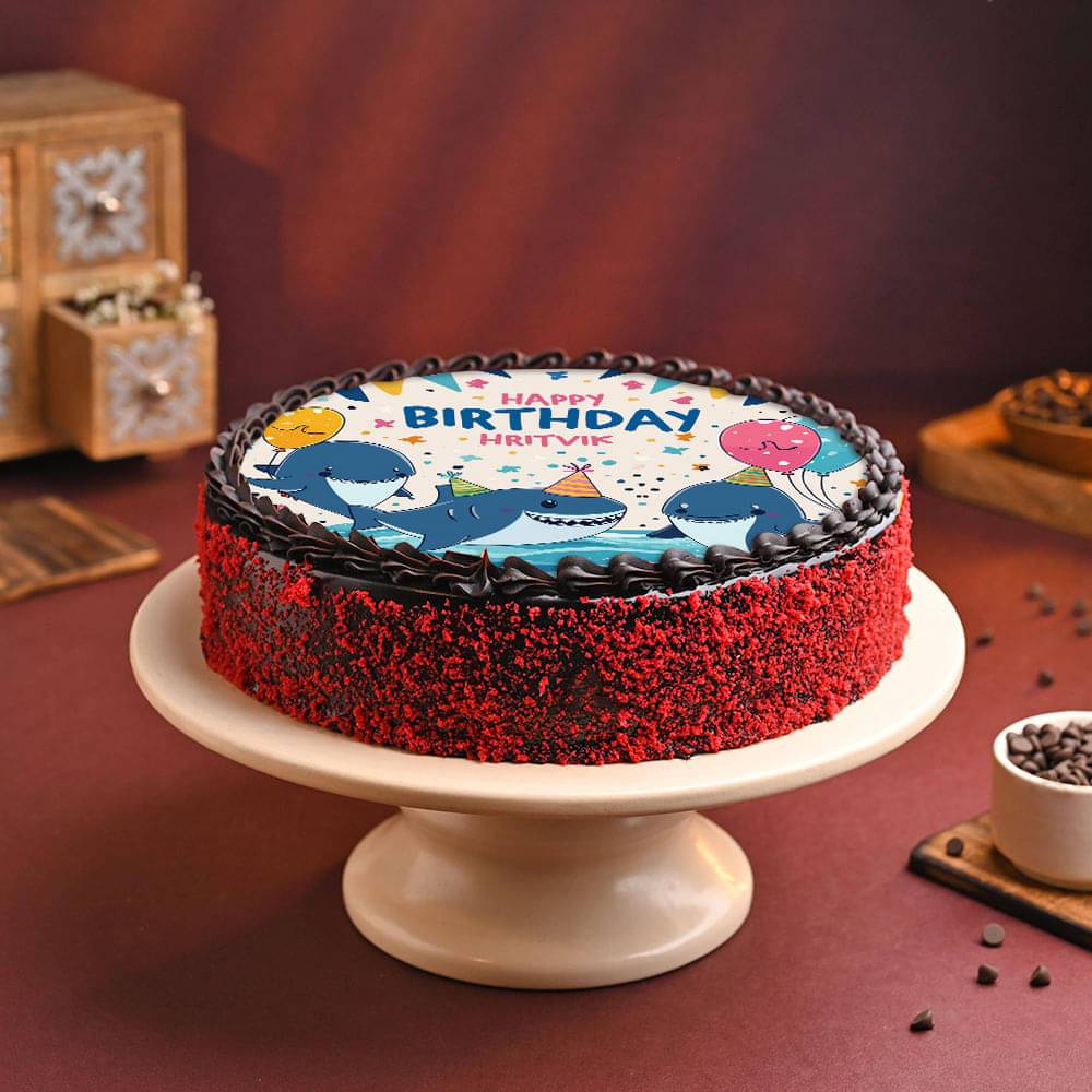 Shark Theme Birthday Cake