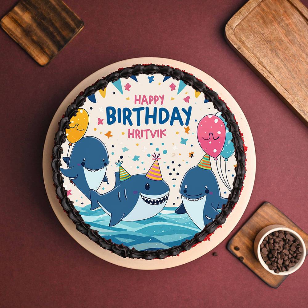 Shark Theme Birthday Cake