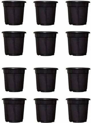 (Set of 12 ) 8 inch black plastic pots