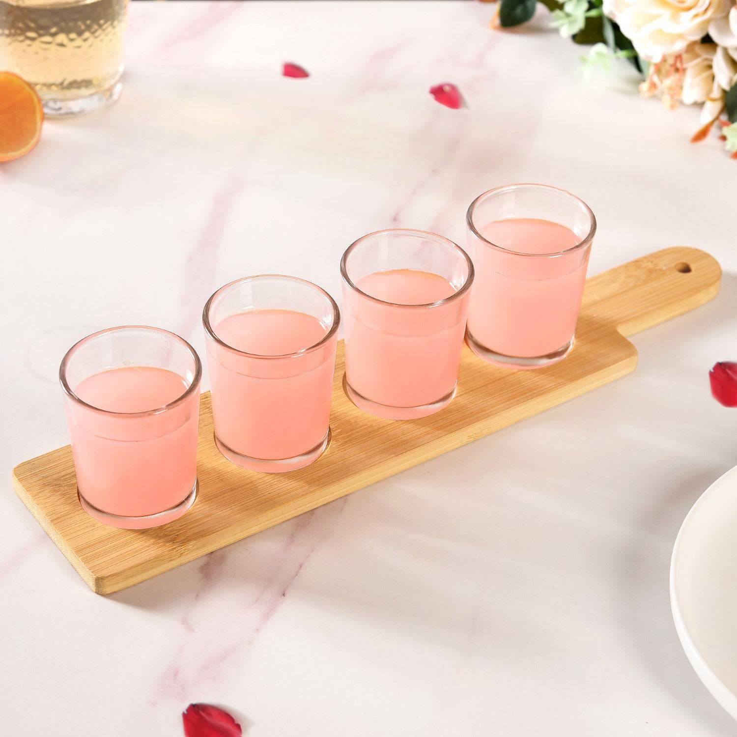 Set Of 4 Shot Glasses With Wooden Tray 100ml buy only at ₹850