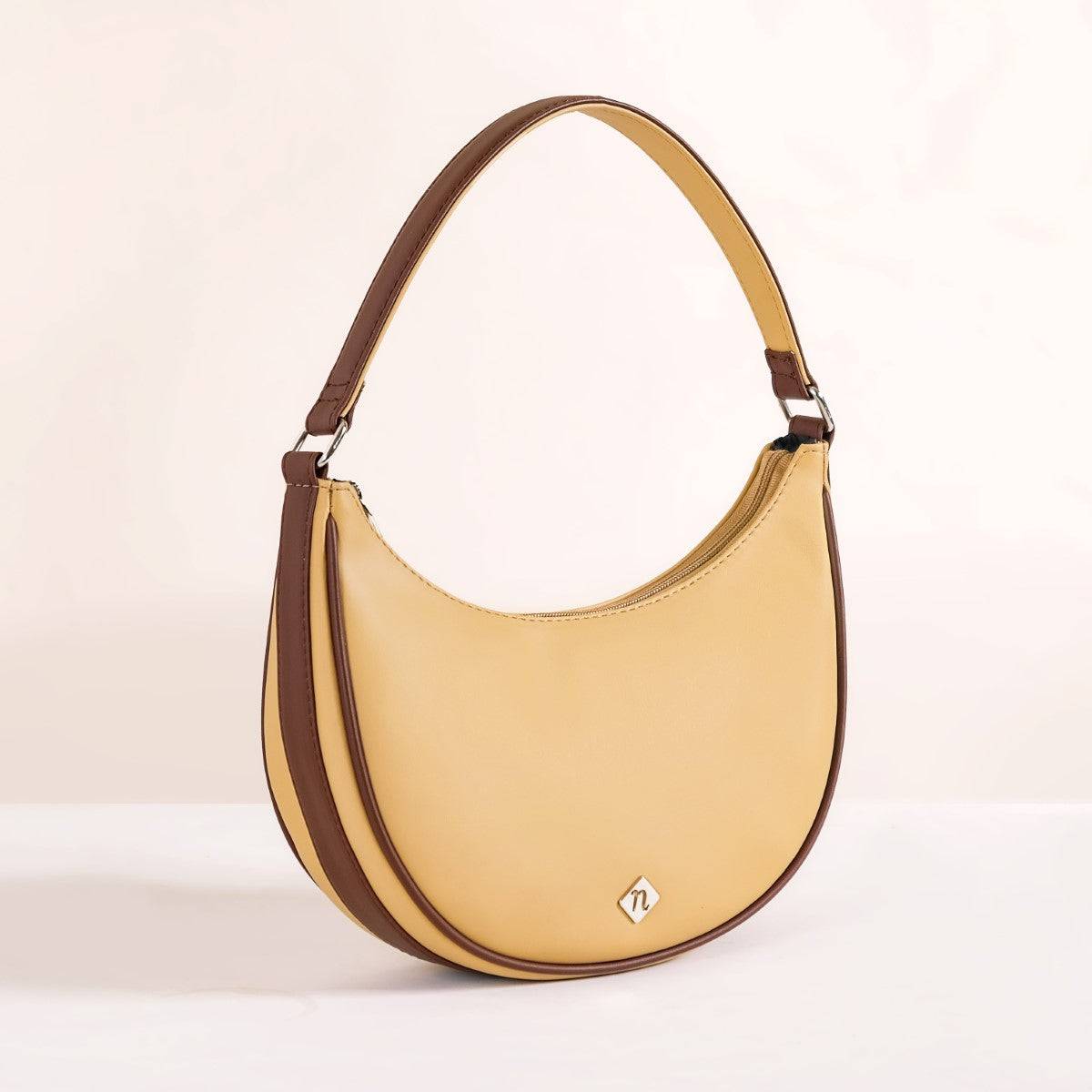 Sandy Beige Half Moon Shoulder Bag