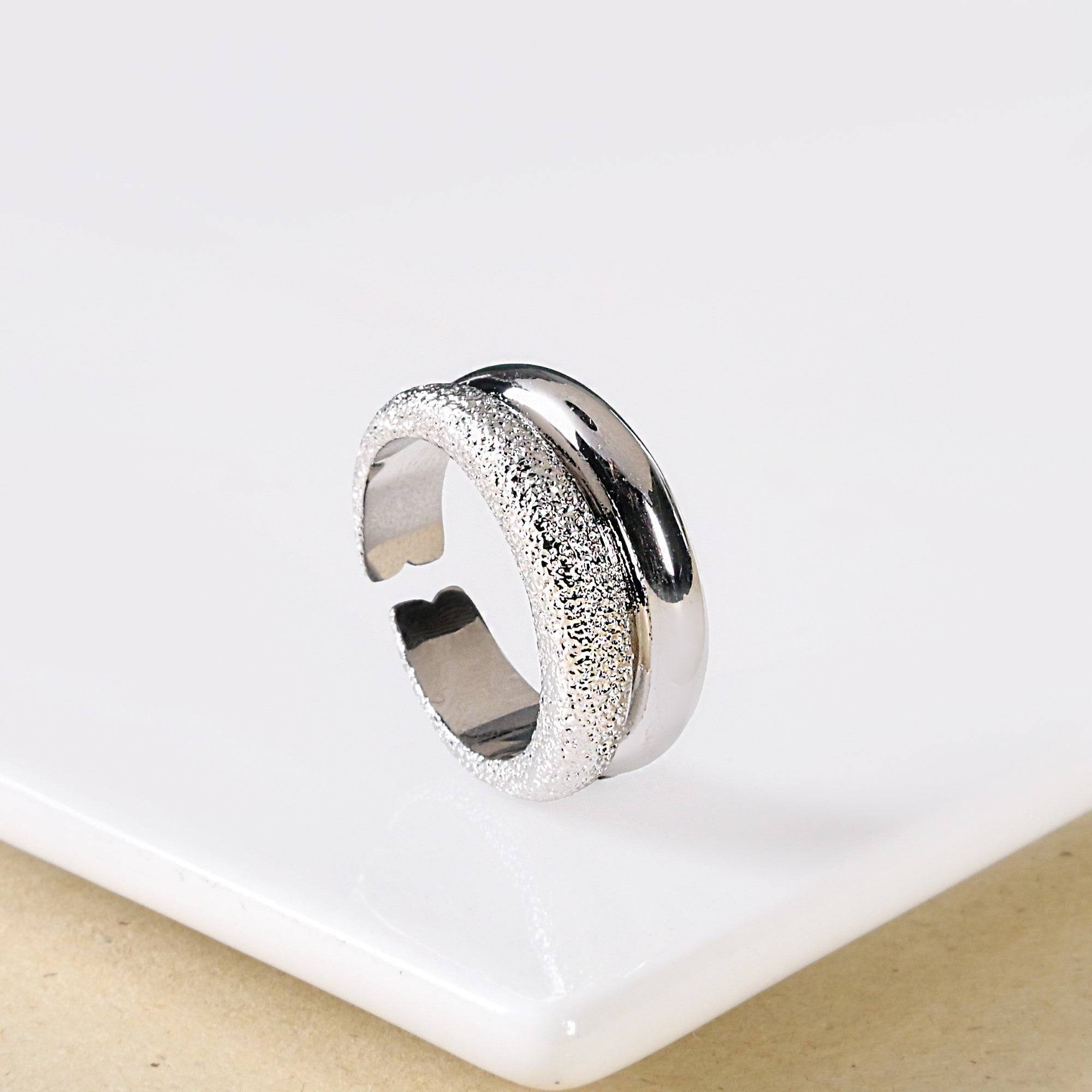 Silver Duo Crusted Ring
