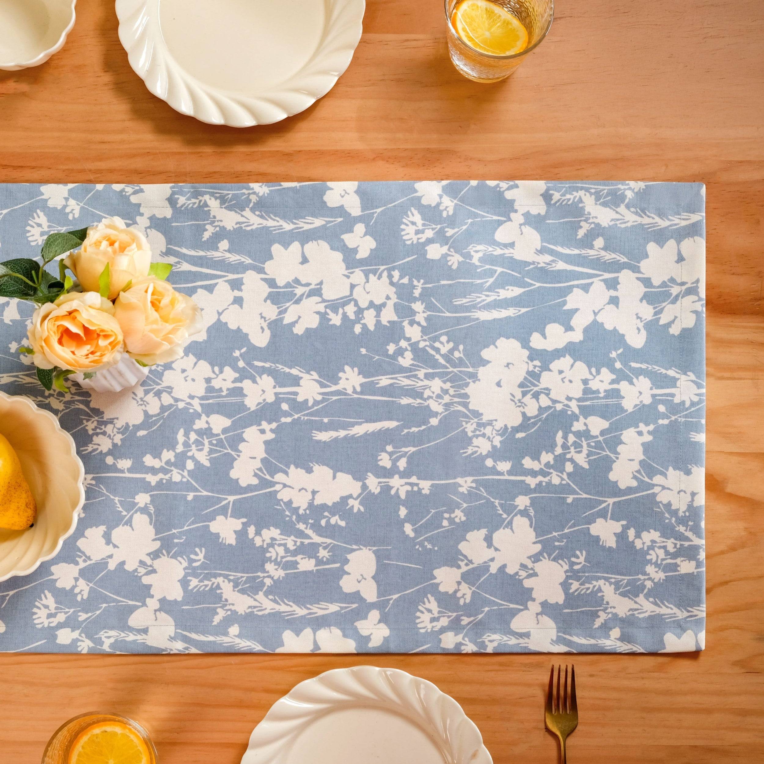 Slate Blue 6 Seater Pure Cotton Runner 185x35cm buy only at ₹745