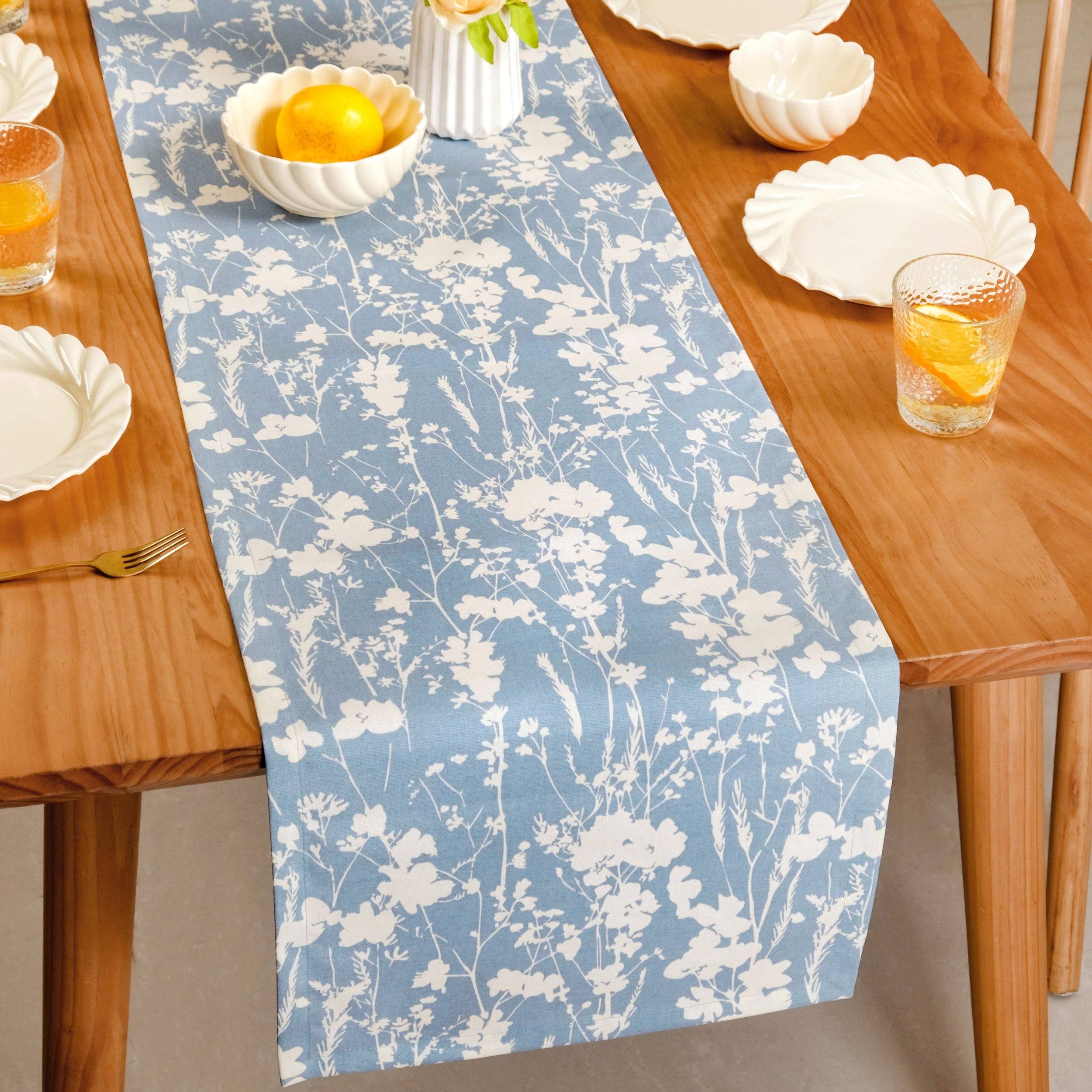 Slate Blue 8 Seater Pure Cotton Runner 264x35cm buy only at ₹995