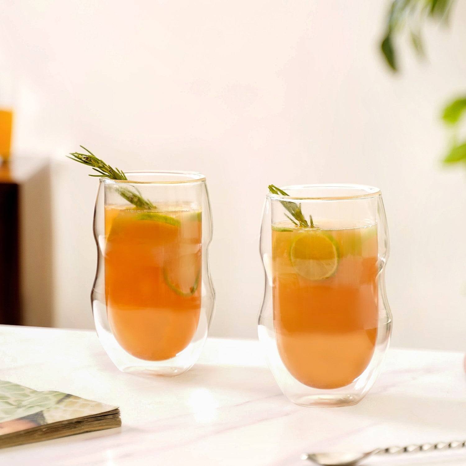 Borosilicate Double Wall Glass Tumbler Set Of 2 375ml buy only at ₹995