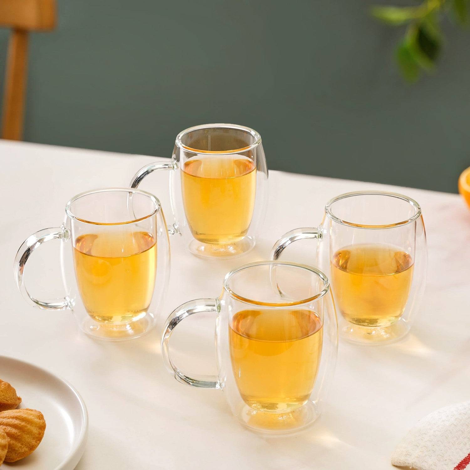 Set Of 4 Double Wall Glass Mugs 175ml buy only at ₹1390