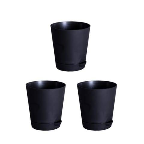 Set of 3 - 4 Inch Black Florence Self Watering Pot