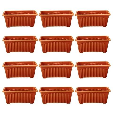Set of 12 - 14 Inch Brown Premium Jupiter Rectangular Window Planter