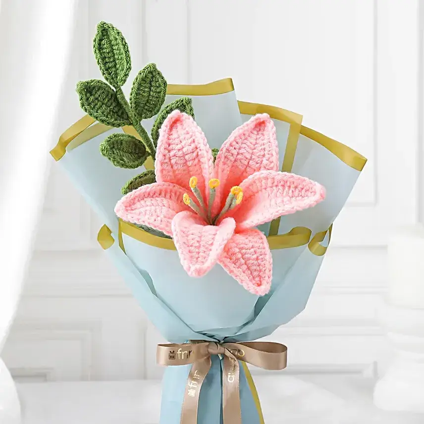 Soft Pink Crochet Lily Bouquet
