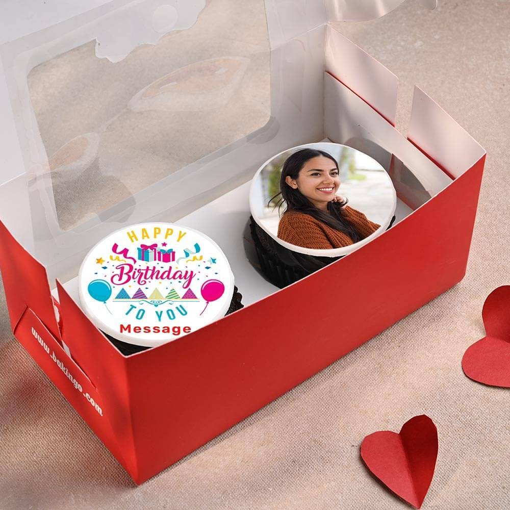 Personalised Photo Cup Cake Set of 2 Pieces