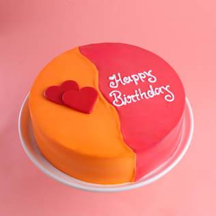 Pink & Orange Red Velvet Cake