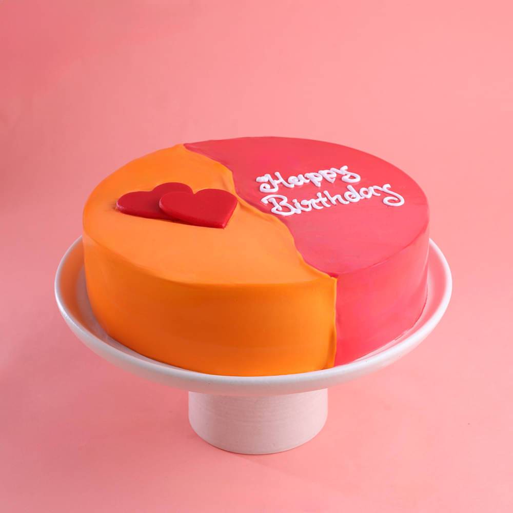 Pink & Orange Red Velvet Cake