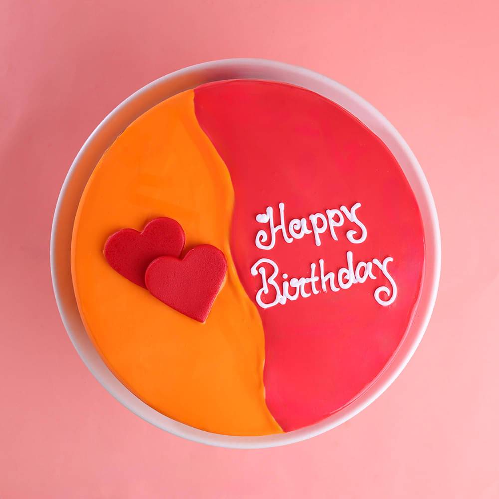 Pink & Orange Red Velvet Cake