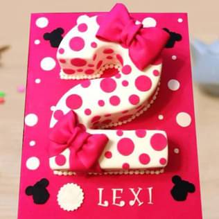 Number Two Pink Bow Cake