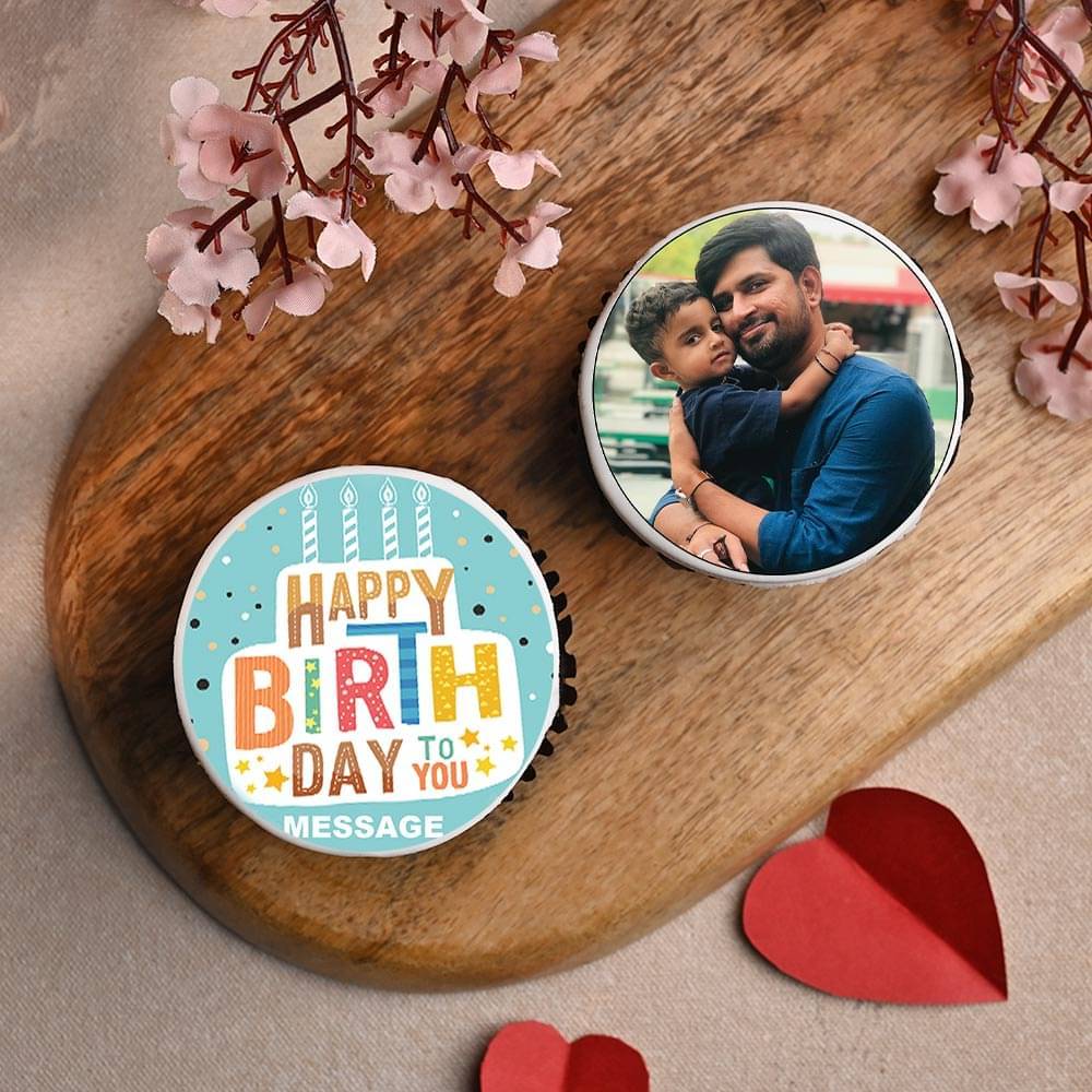 Happy Birthday Personalised Cupcakes 2 Pieces