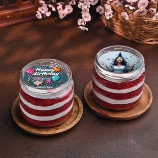 Personalised Bday Red Velvet Jar Cakes