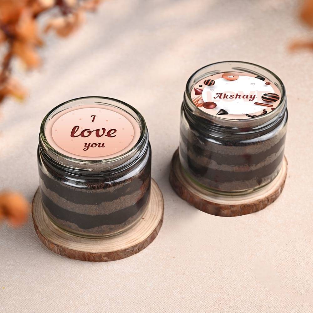 Set Of Two Custom Chocolate Jar Cakes