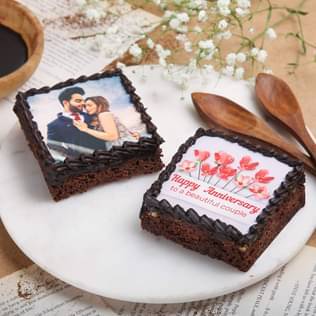 Set of Two Personalised Anniversary Choco Brownie