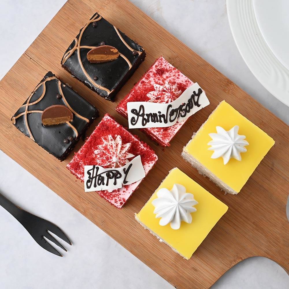 Six Pineapple Chocolate and Red Velvet Anniversary Pastries