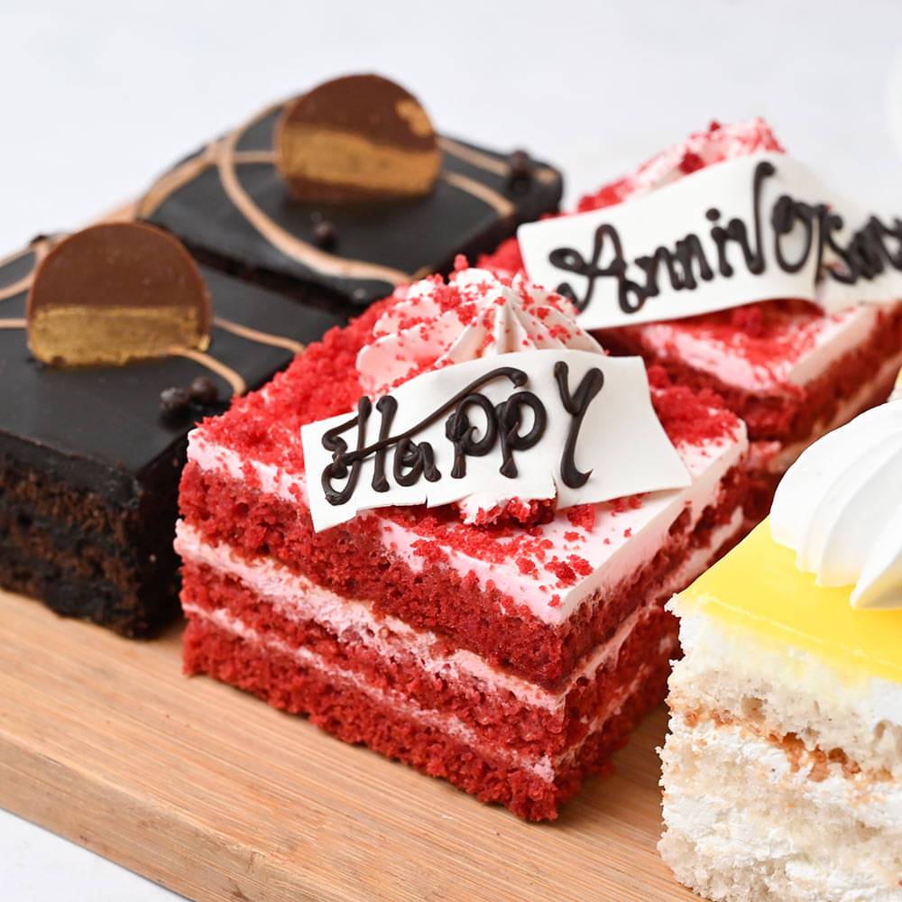 Six Pineapple Chocolate and Red Velvet Anniversary Pastries