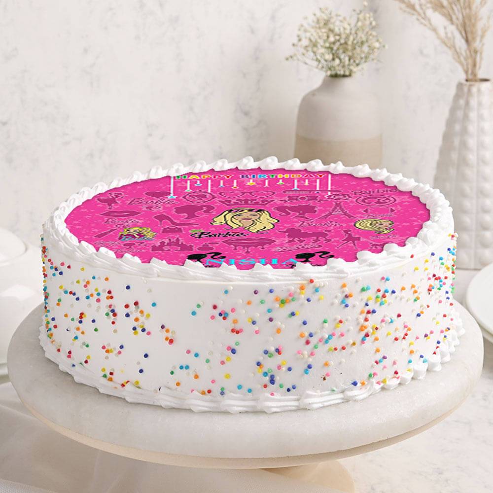 Circular and Pink Personalized Birthday Cake