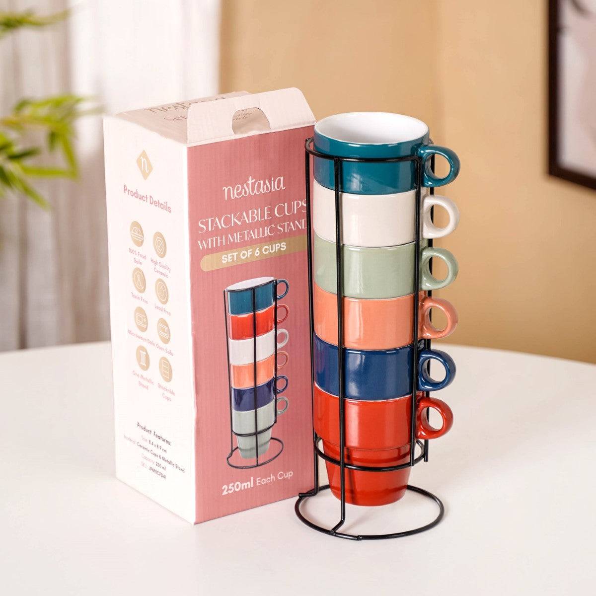 Square Stackable Cup Buy Stackable Cups Set of 6 Multicolour With Box 250ml in Kitchen ...