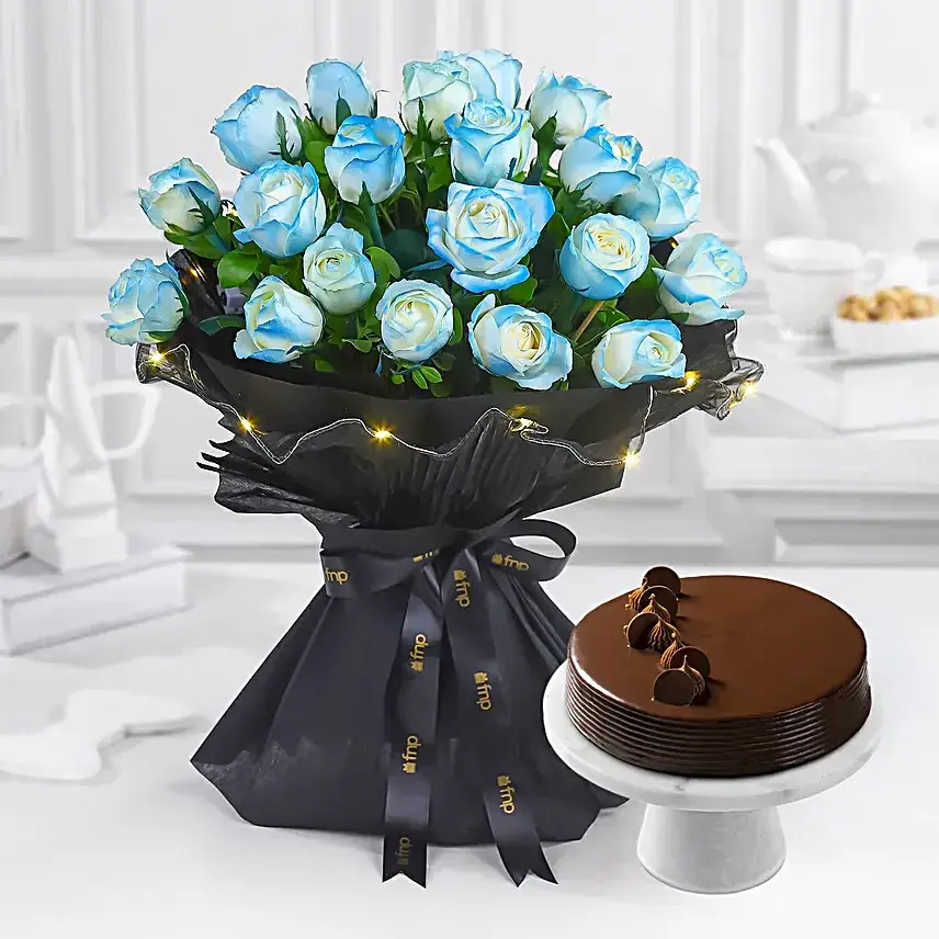 Starry Nightfall Bouquet & Truffle Cake Constellation