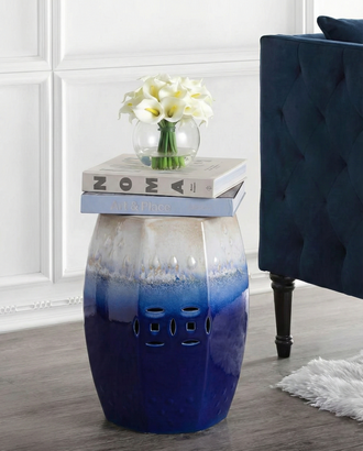 Ebony Mist Garden Stool - White Blue