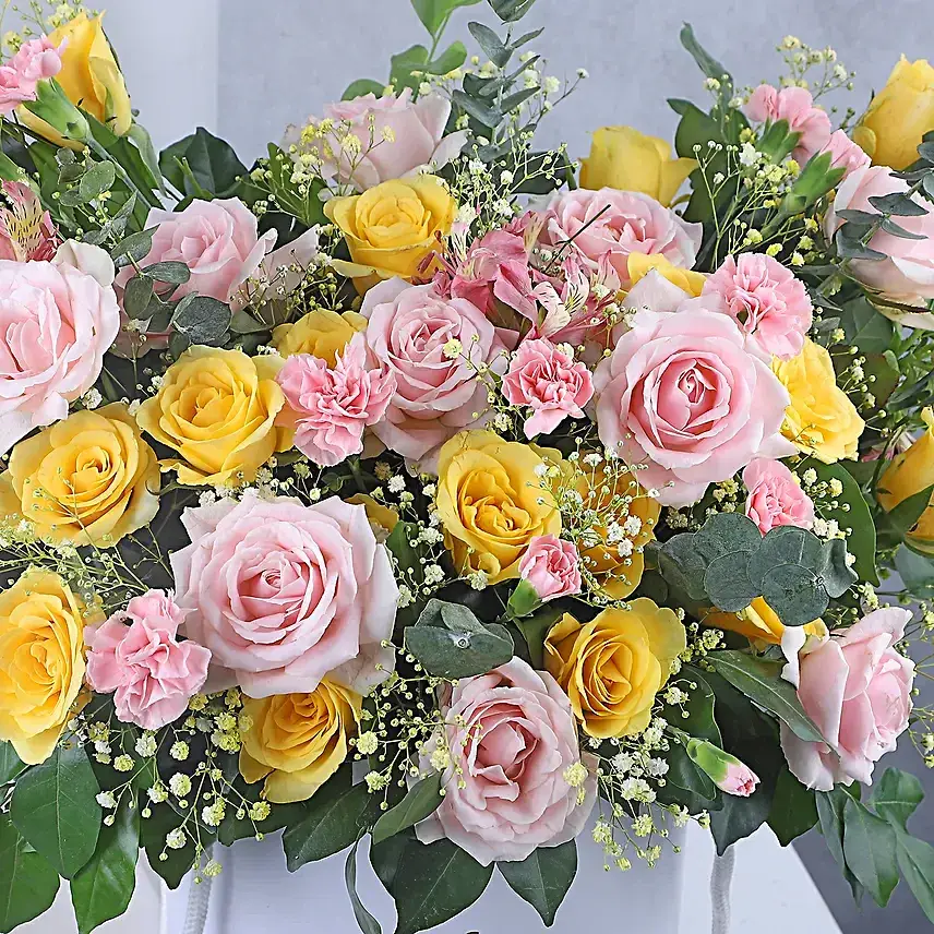 Sunny Cascade of Roses and Carnations