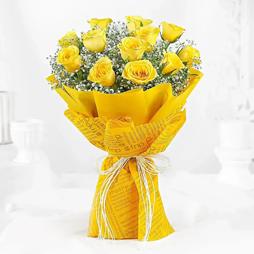 Sunshine Delivered Roses Bouquet & Truffle Cake