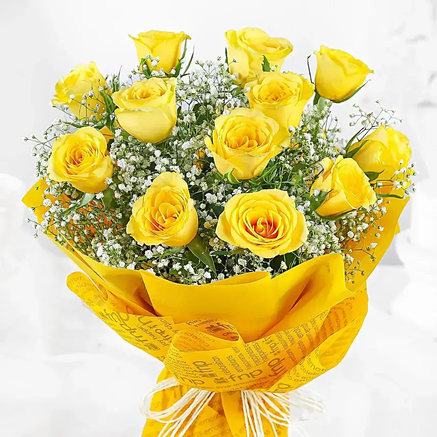 Sunshine Delivered Roses Bouquet & Truffle Cake
