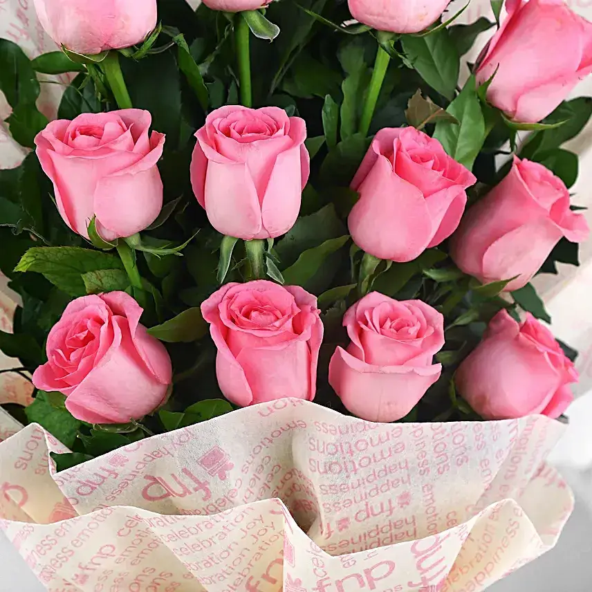 Sweet Memories Pink Roses Bouquet & Chocolate Cake