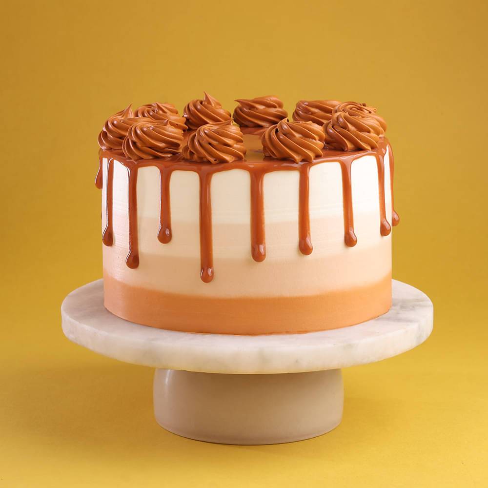Swirly Butterscotch Drip Cake