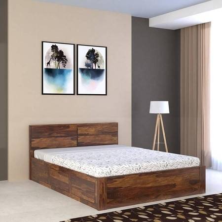 Simplicity Solid Wood Queen Size Box Storage Bed