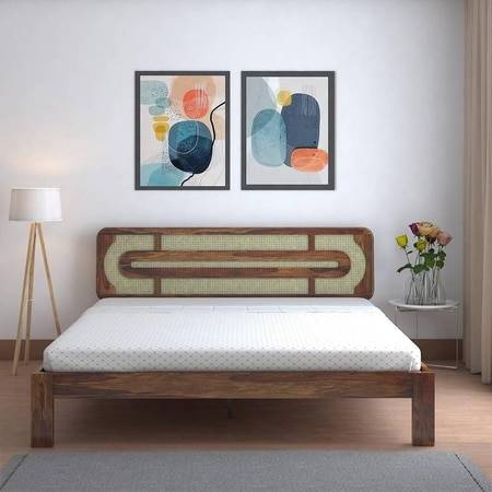 Seaside Solid Wood King Size Non Storage Bed In Provincial Teak Finish