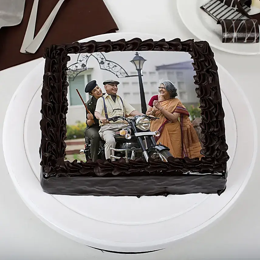 Tasty Truffle Rich Chocolate Photo Cake for Dad Half Kg