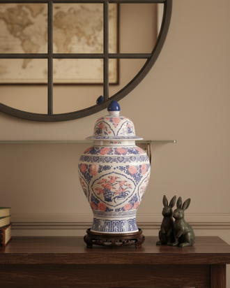 Imperial Blossom Fine Porcelain Temple Jar - 39 cm