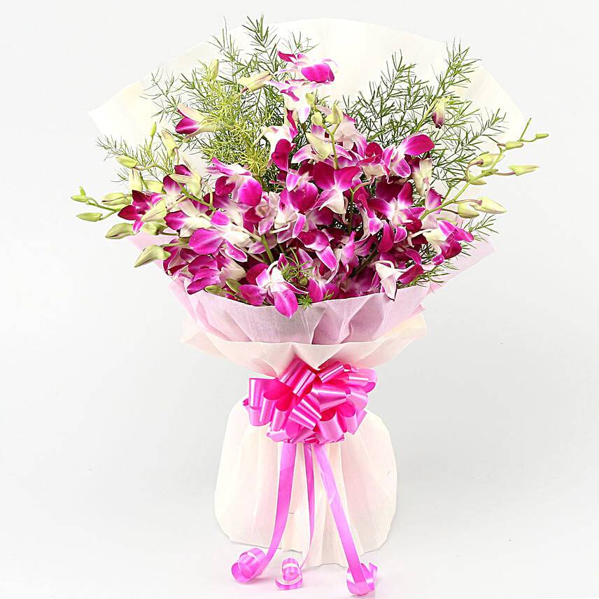 10 Purple Orchids Bouquet