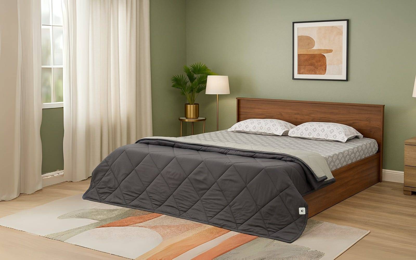 Royaloak Scarlet Diamond pattern Quilted Solid Comforter -Night owl & Grey