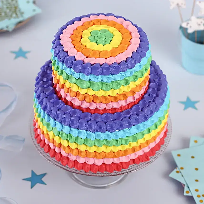 Two Tier Rainbow Chocolate Cake 2.5 Kg