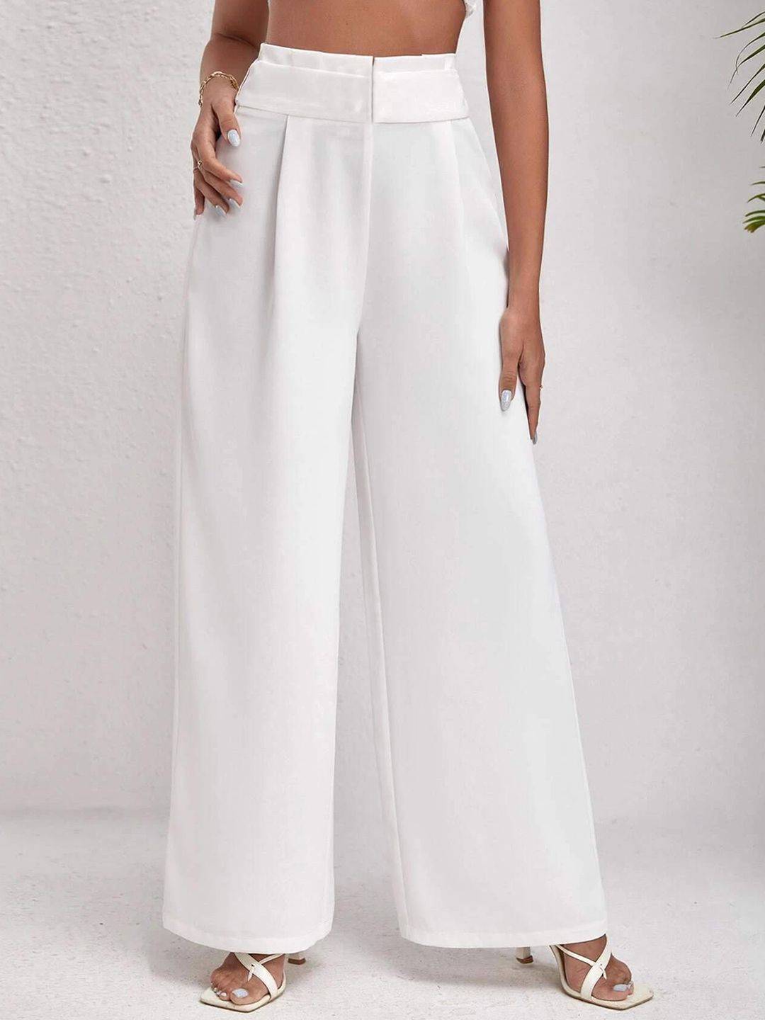 Kotty Women Wide Leg High-Rise Easy Wash Pleated Trousers
